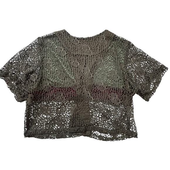 Open Knit Cardigan Womens Sz M Forrest goblin fairycore BoHo Festival velvet - Picture 3 of 9